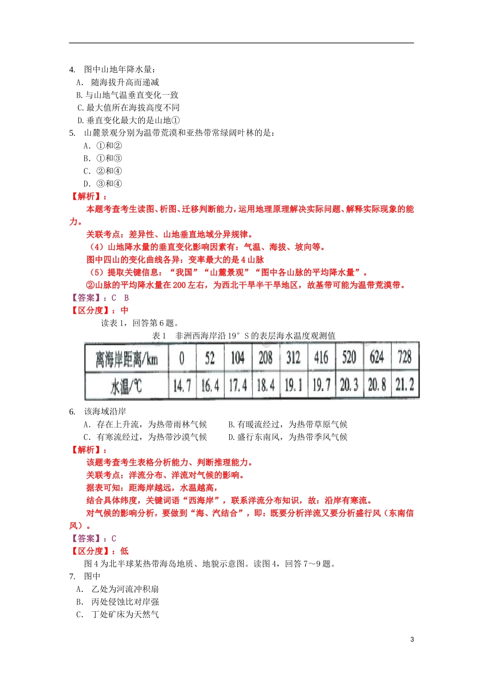 2009年普通高等学校招生全国统一考试文综(北京卷-解析版)_第3页
