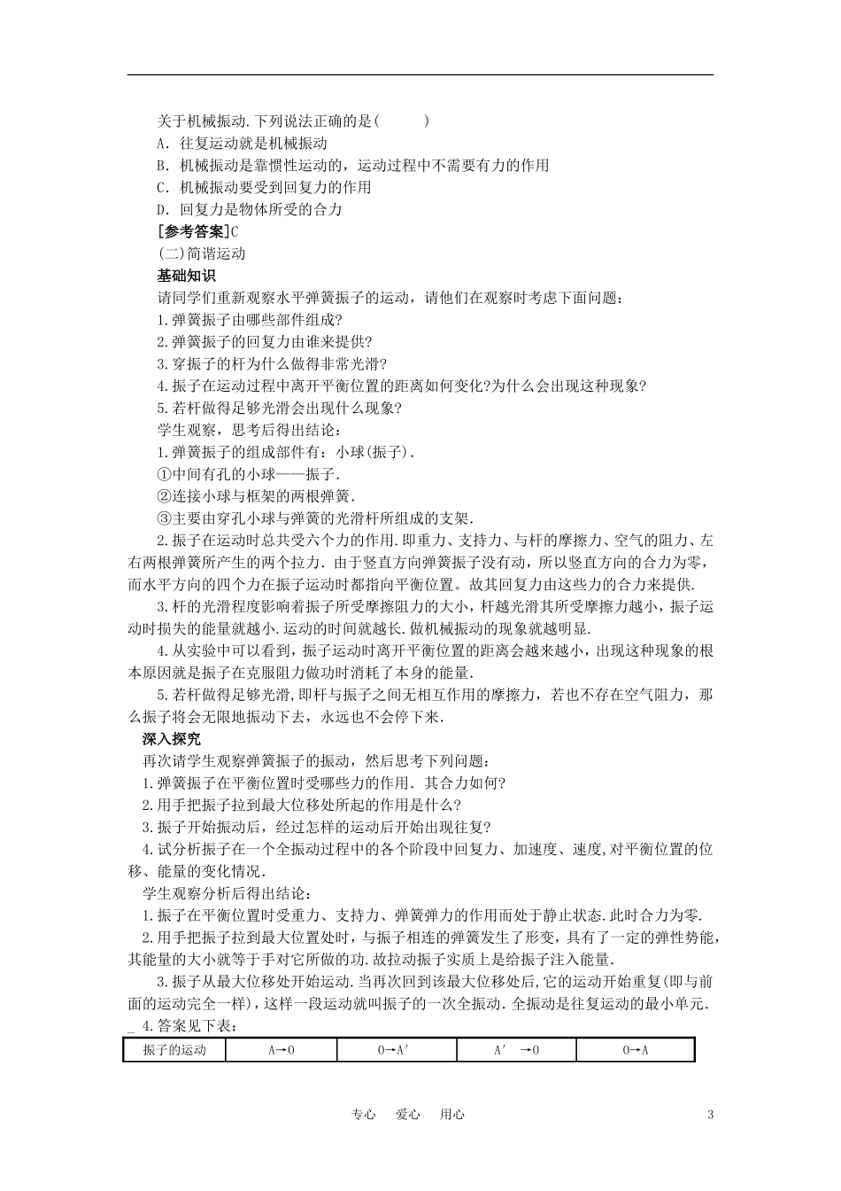 【精品】高二物理-(人教大纲版)第二册-第九章-机械振动-一、简谐运动(第一课时)_第3页