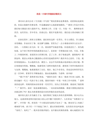 我是一片绿叶师德演讲稿范文 