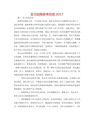 实习自我参考总结2017 