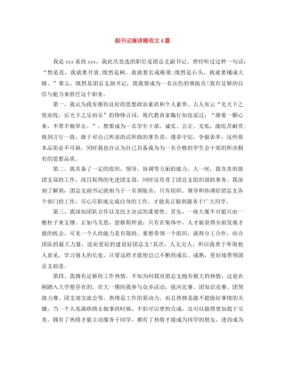 副书记演讲稿范文4篇 