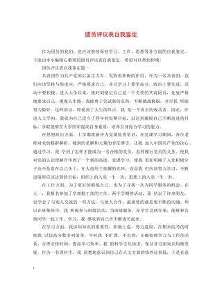 团员评议表自我鉴定 