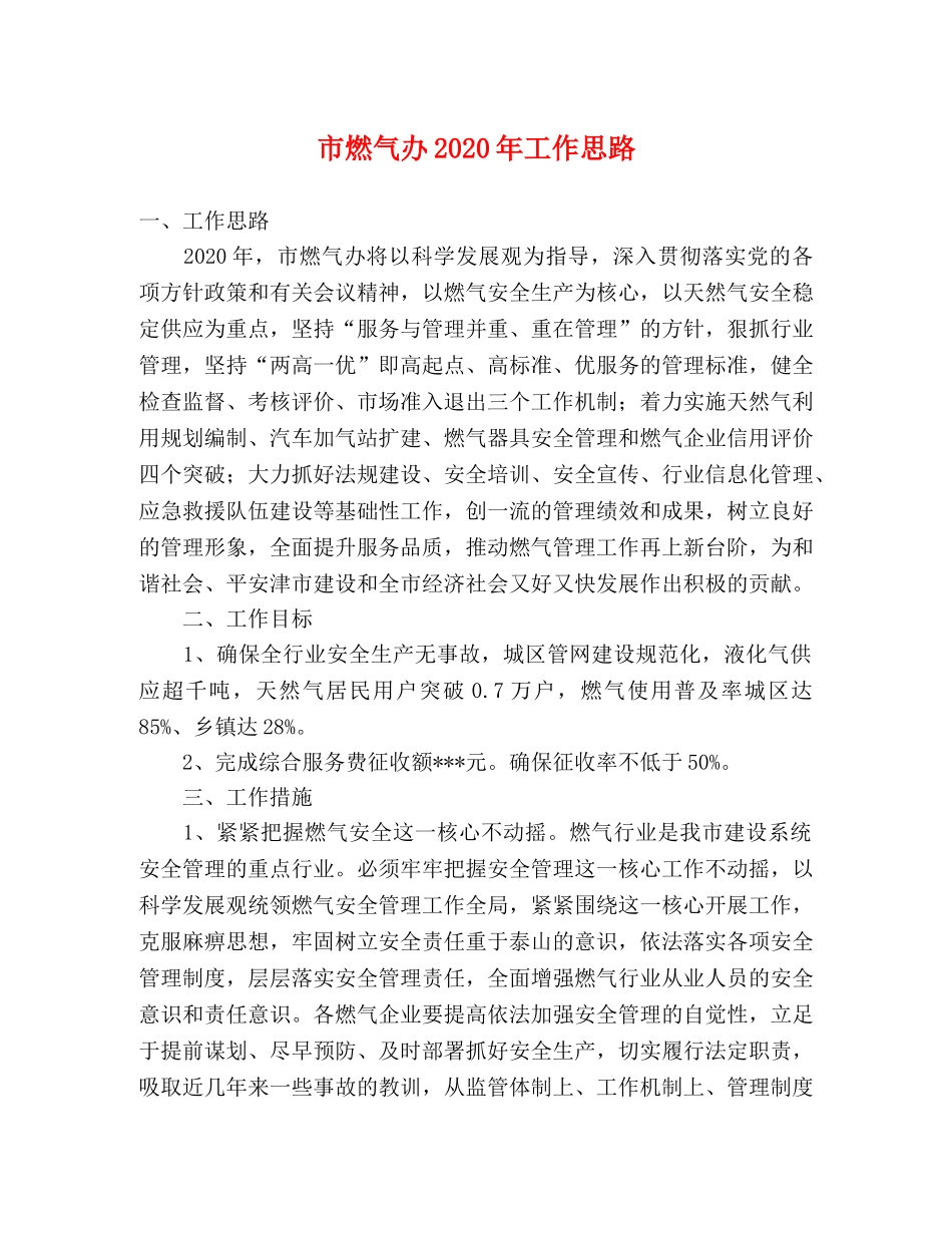 市燃气办2024年工作思路 _第1页
