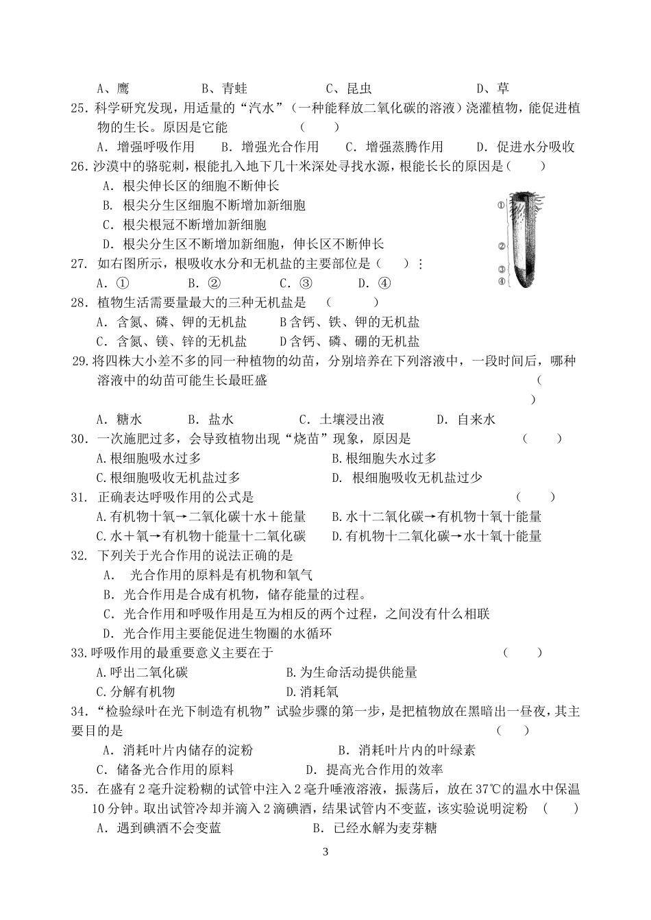 七年级生物上册期终复习2012_第3页