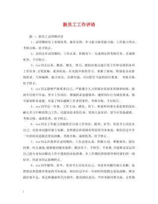 新员工工作评语 