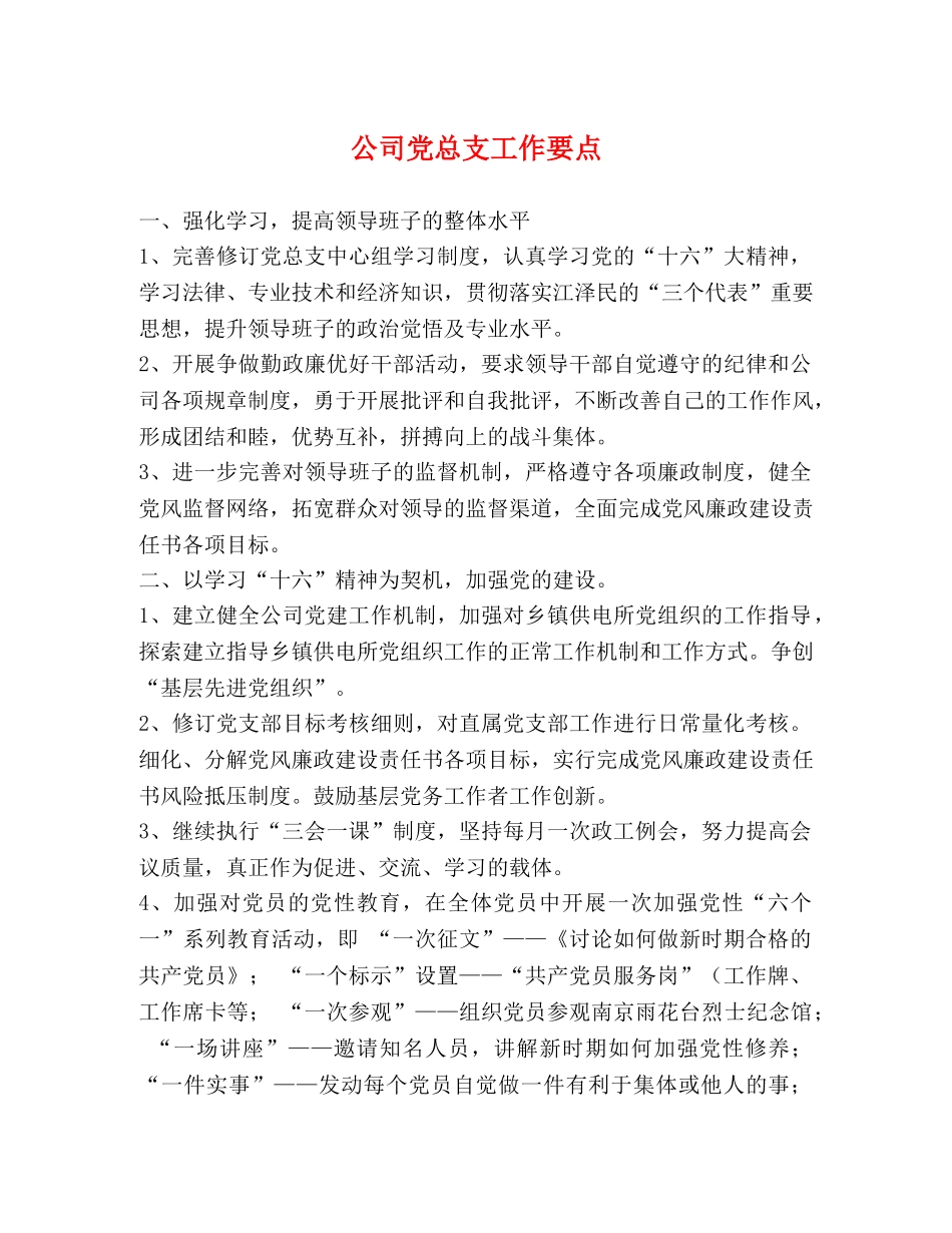 公司党总支工作要点 _第1页