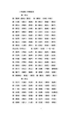 二年级第二学期组词