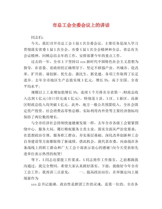 市总工会全委会议上的讲话 