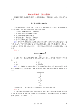【红对勾】2012高考物理-相互作用单元综合测试-新课标