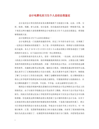 会计电算化实习生个人总结自我鉴定 