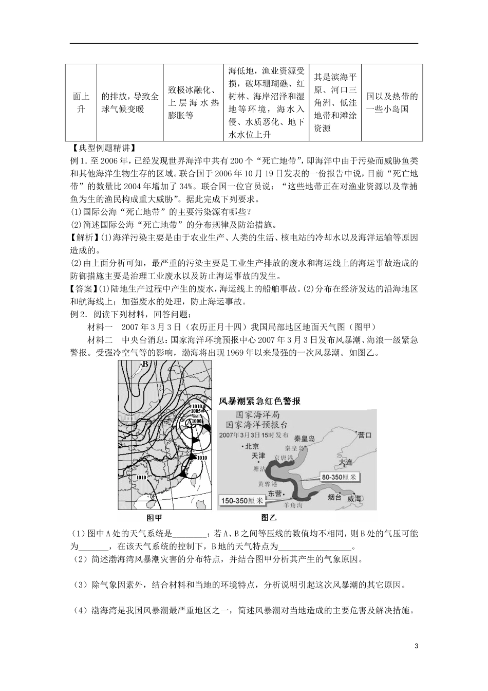 2014高考地理一轮全程复习方案-第53讲-海洋地理(海洋灾害与海洋环境问题)湘教版_第3页