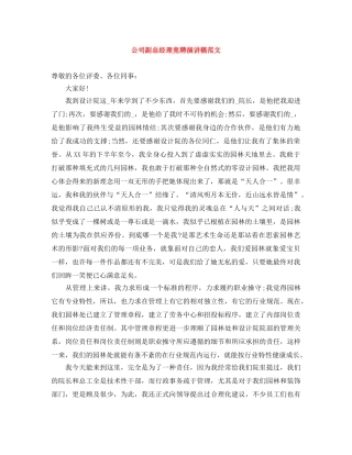 公司副总经理竞聘演讲稿范文 