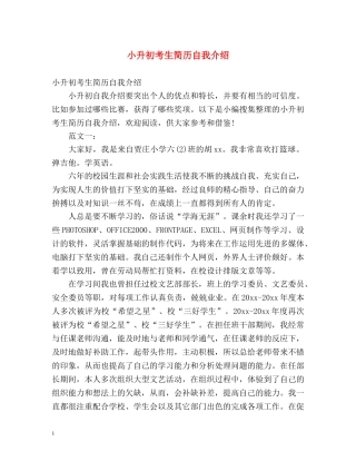 小升初考生简历自我介绍 