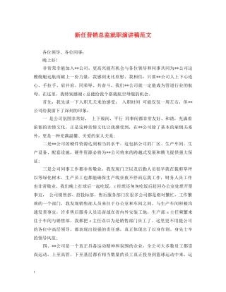 新任营销总监就职演讲稿范文 