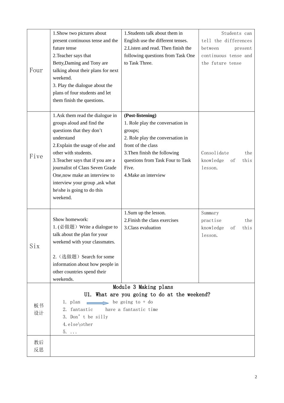外研版7年级（下）M3U1教学设计_第2页