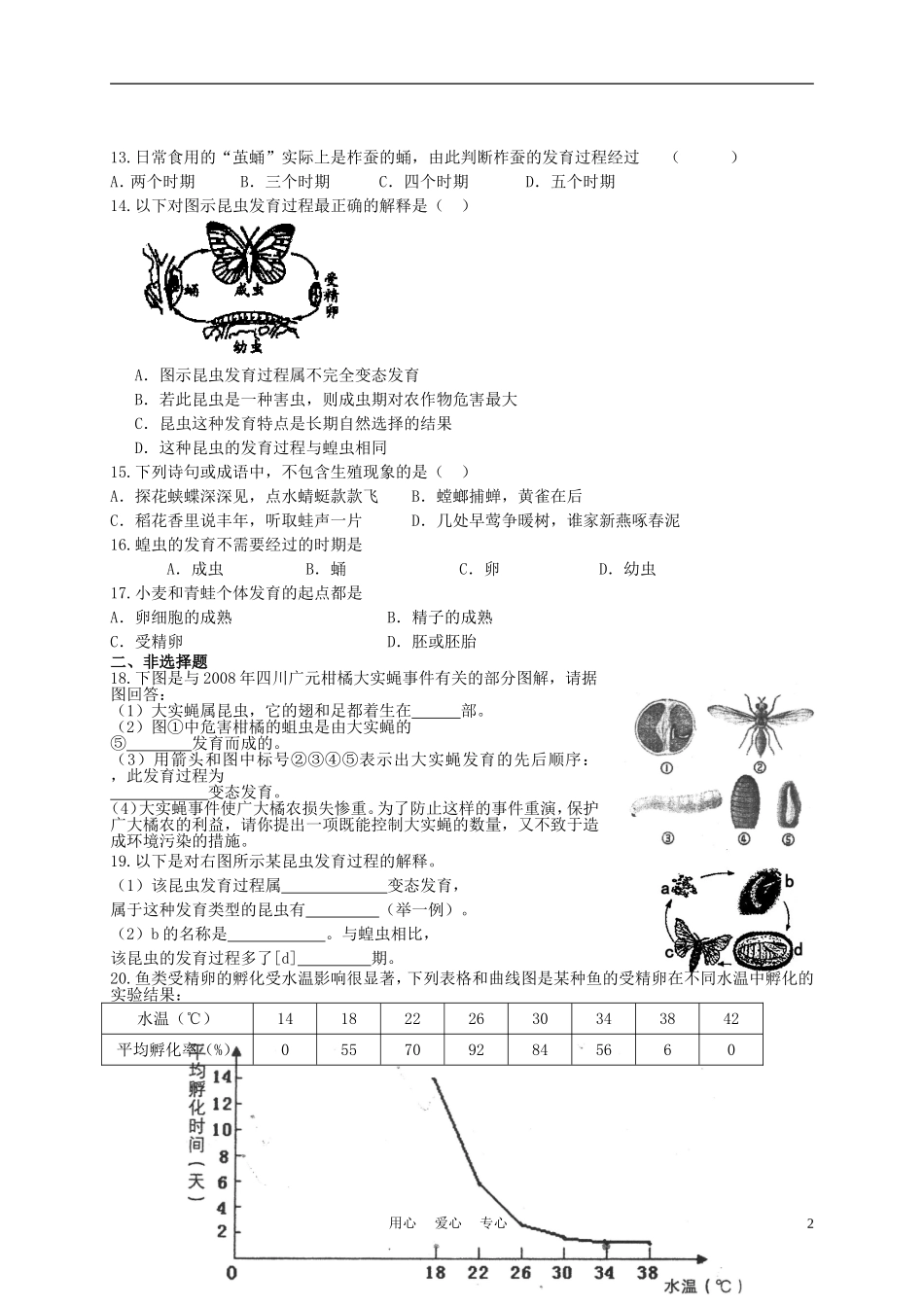 八年级生物上册《动物的生殖和发育》同步练习1-苏科版_第2页