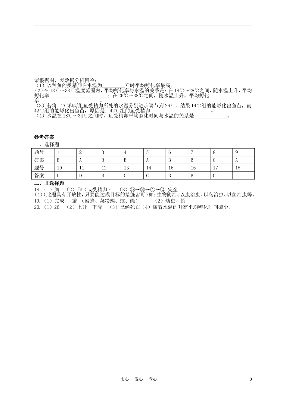 八年级生物上册《动物的生殖和发育》同步练习1-苏科版_第3页