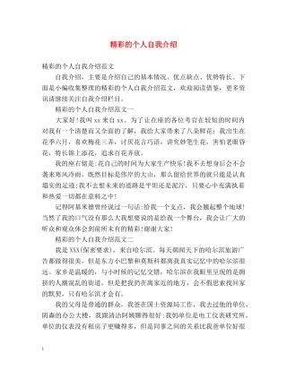 精彩的个人自我介绍 