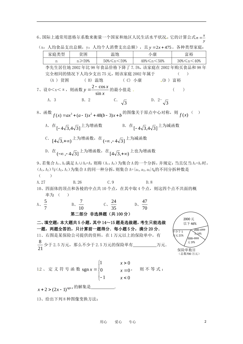 2011届高考数学第三轮复习-精编模拟十一-新人教版_第2页
