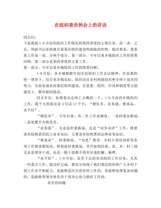 在组织委员例会上的讲话 