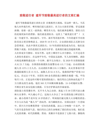 致敬逆行者 建军节致敬最美逆行者的文章汇编 