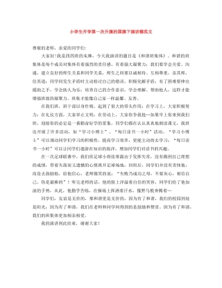 小学生开学第一次升旗的国旗下演讲稿范文 