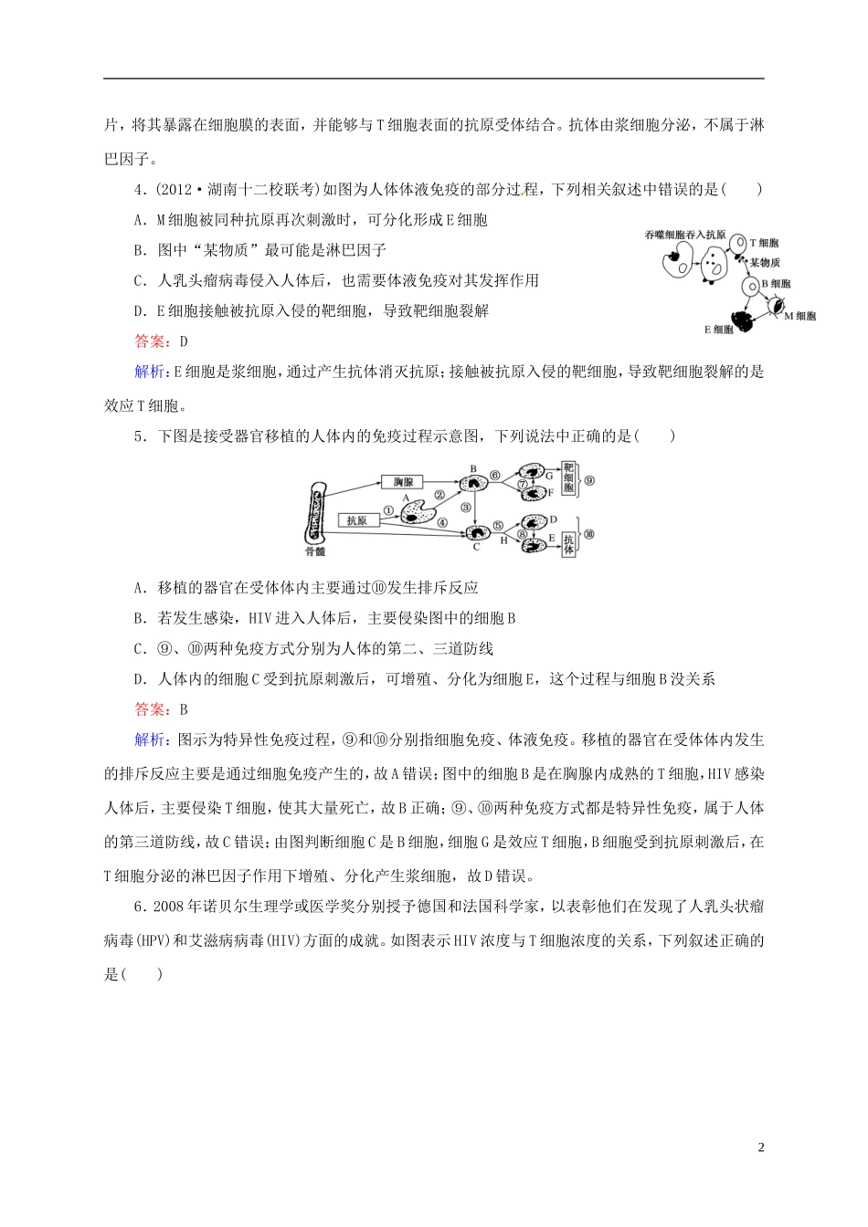 【状元之路】(新课标通用)2014高考生物一轮复习-第28讲-免疫调节_第2页