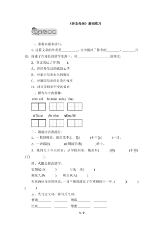 《怀念母亲》基础练习