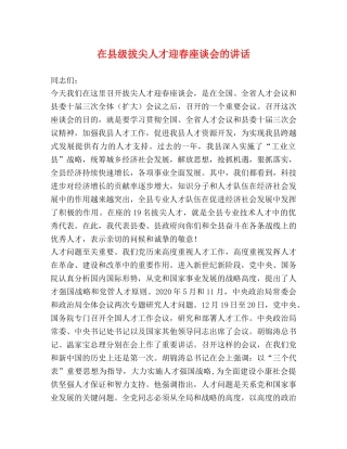 在县级拔尖人才迎春座谈会的讲话 