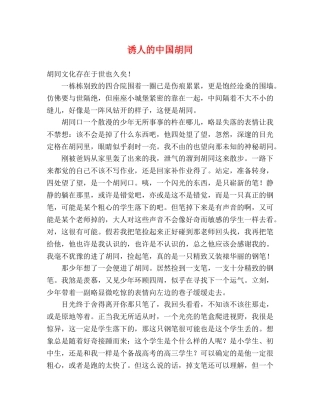 诱人的中国胡同 