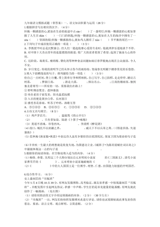 九年级语文模拟试题