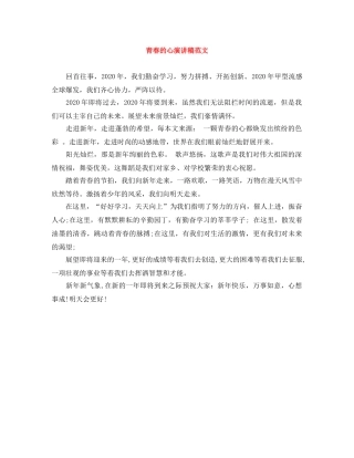青春的心演讲稿范文 