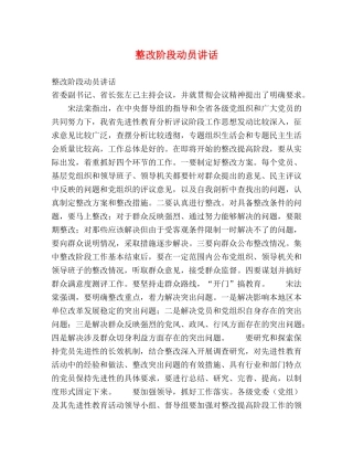 整改阶段动员讲话 