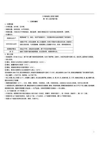 2013年最新人教版八年级地理上册复习提纲
