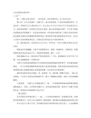 小记者简短自我介绍 