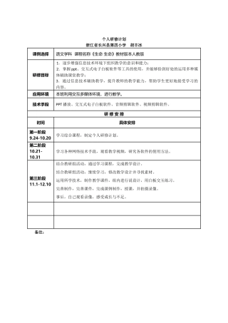 胡冰冰个人研修计划