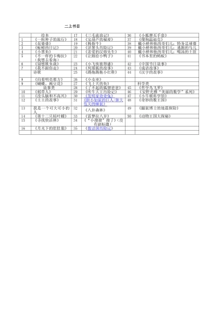 二年级课外阅读推荐书目