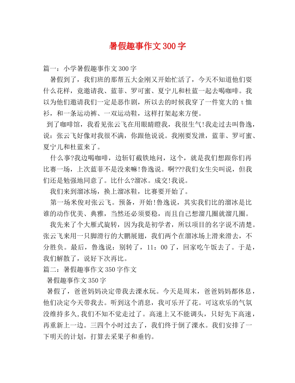 暑假趣事作文300字 _第1页