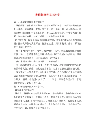 暑假趣事作文300字 