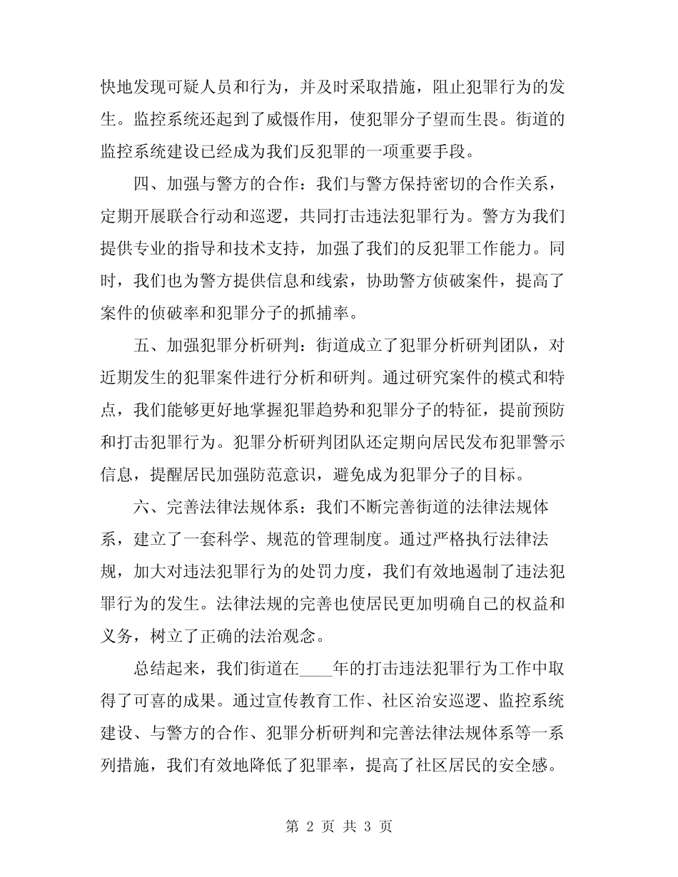 2024年街道打击违法犯罪行为工作总结范文_第2页