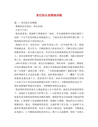 责任组长竞聘演讲稿 