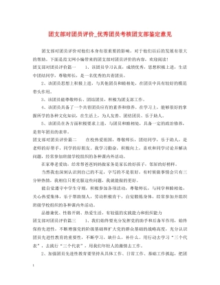 团支部对团员评价_优秀团员考核团支部鉴定意见 