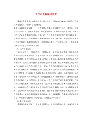 工作中自我鉴定范文 