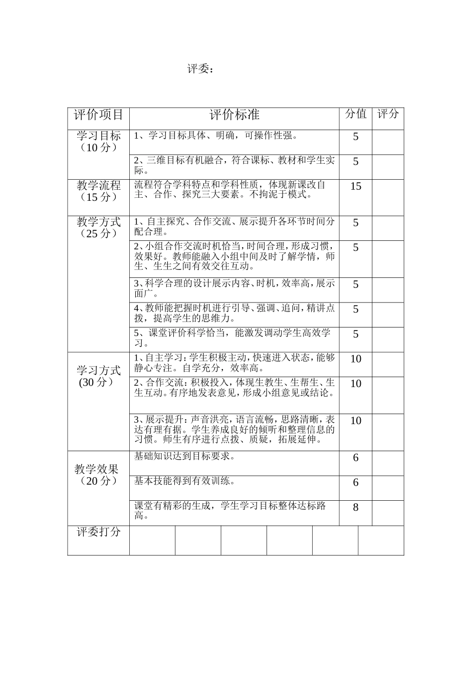 英语学科自主高效课堂评价表_第2页
