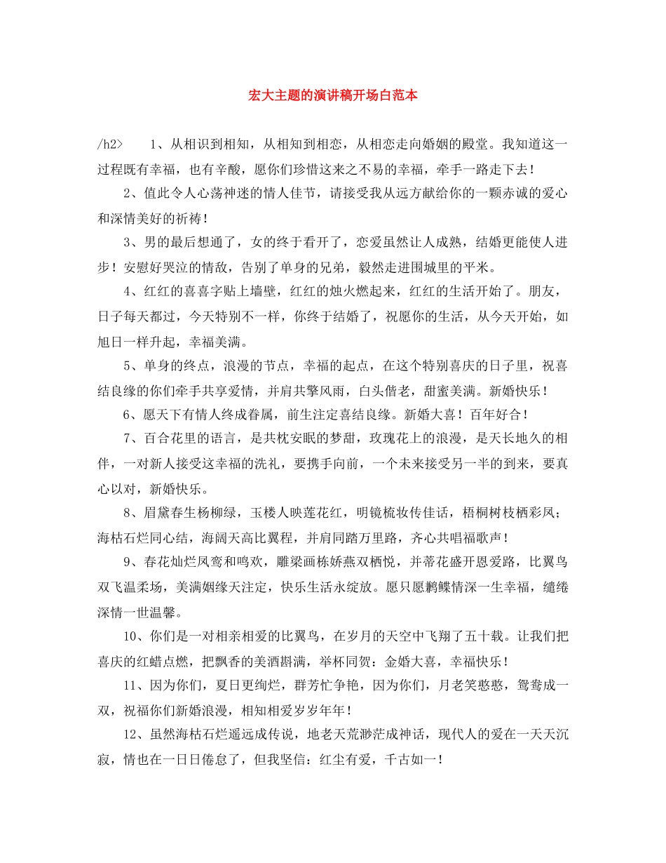 宏大主题的演讲稿开场白范本 _第1页