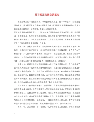 见习转正定级自我鉴定 
