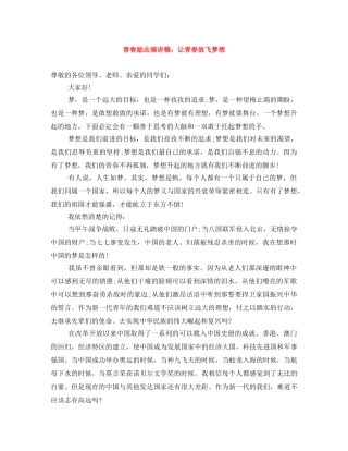 青春励志演讲稿让青春放飞梦想 