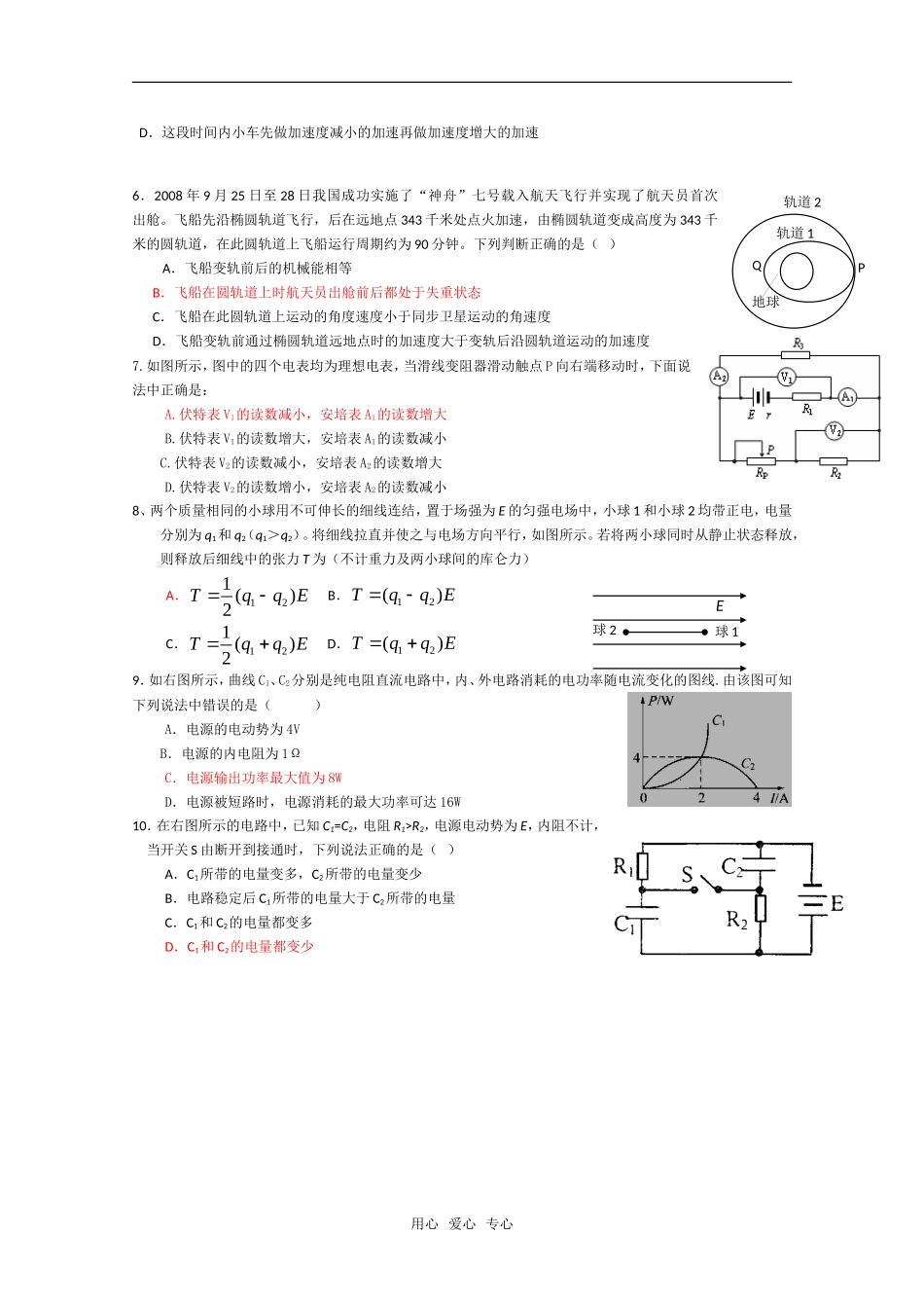 2010届高三物理单元测试卷(B)新人教版_第2页