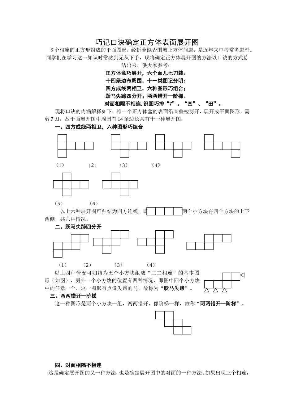 巧记口诀确定正方体表面展开图_第1页