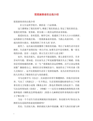 琵琶演奏者的自我介绍 